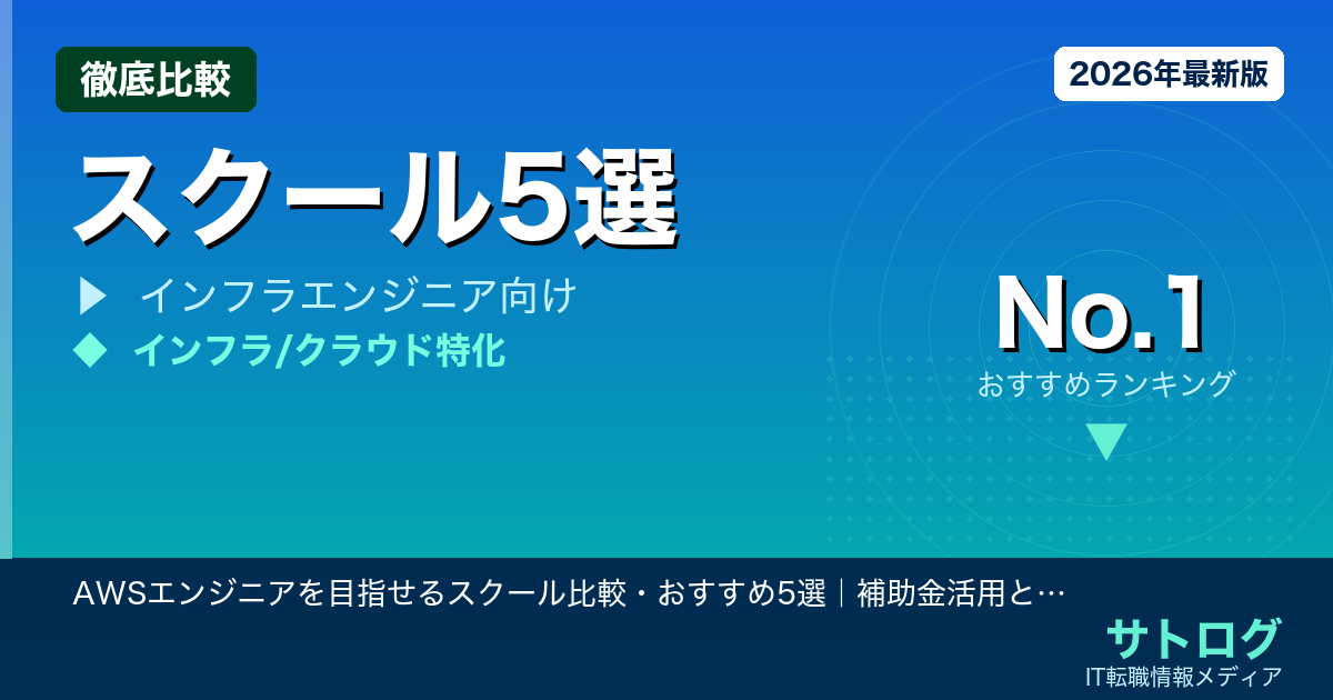 【補助金で費用半減？5社の実力差徹底比較】AWSエンジニアを目指せるスクール比較・おすすめ5選｜補助金活用と転職エージェント戦略も解説