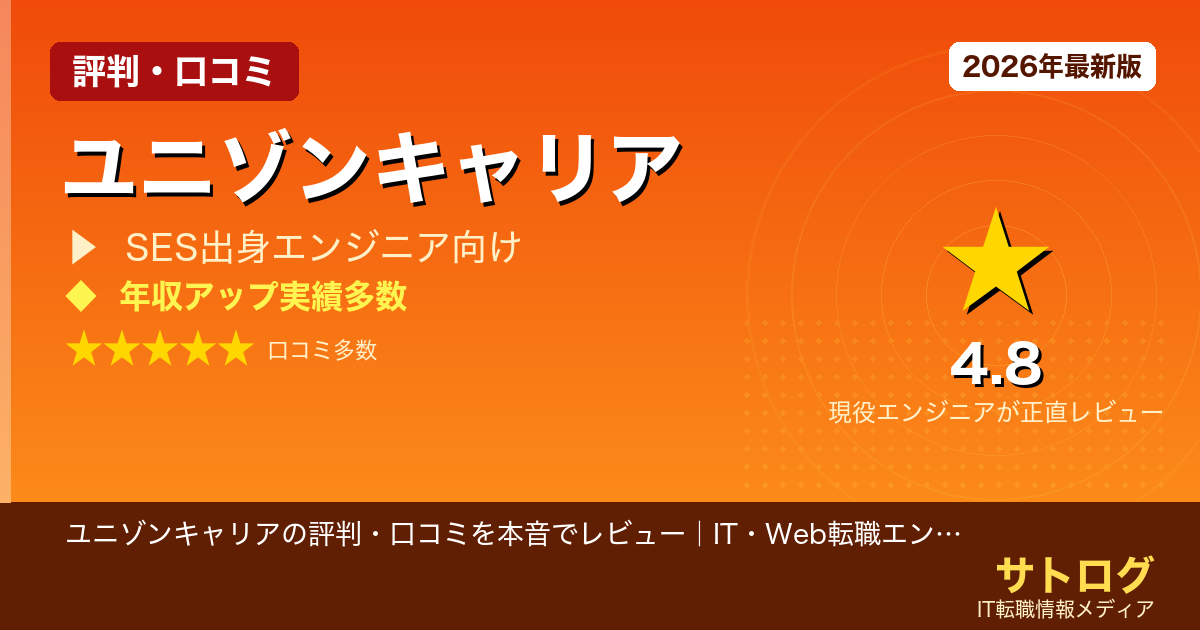 【登録前に知るべき本音】ユニゾンキャリアの評判・口コミを本音でレビュー｜IT・Web転職エンジニアが使ってみた結果