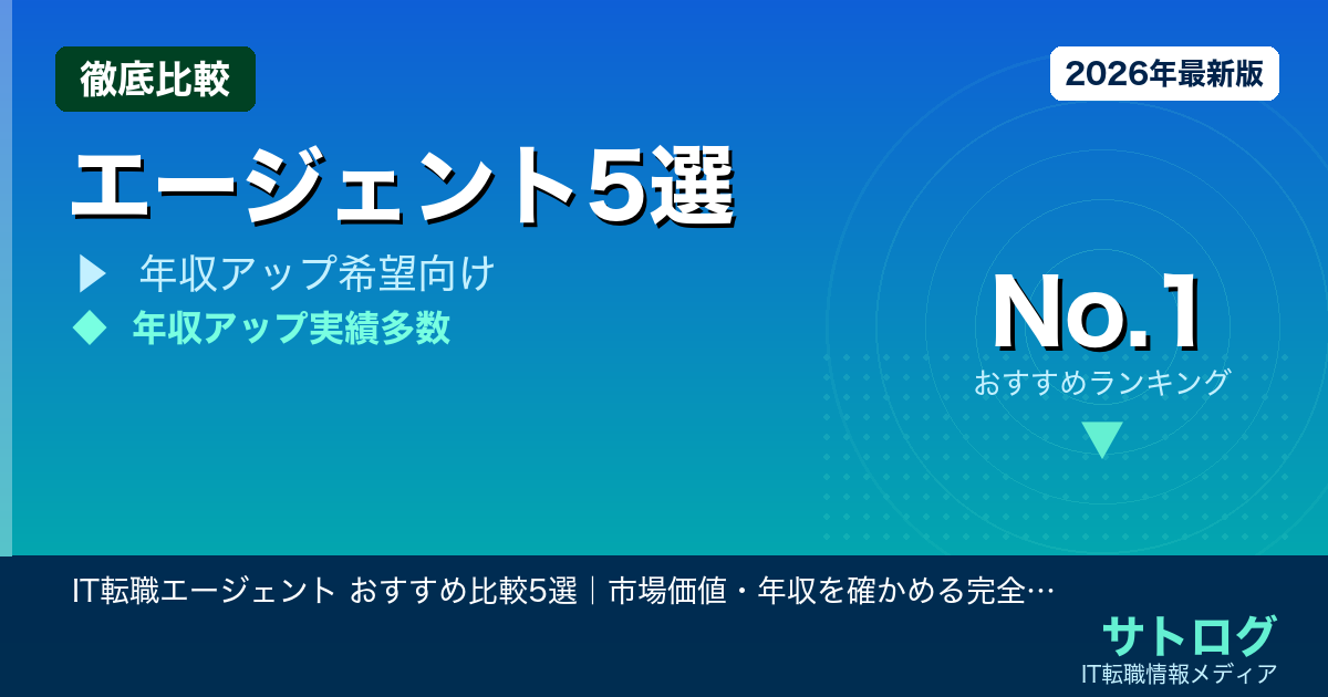 【3年目の分岐点】IT転職エージェント おすすめ比較5選｜市場価値・年収を確かめる完全ガイド2026